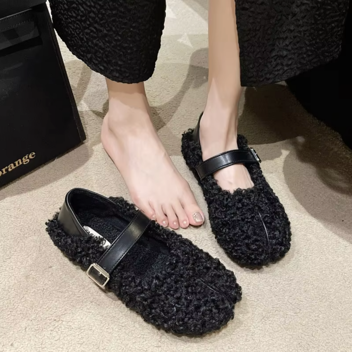 Zapatos Planos de Pelo Sintético