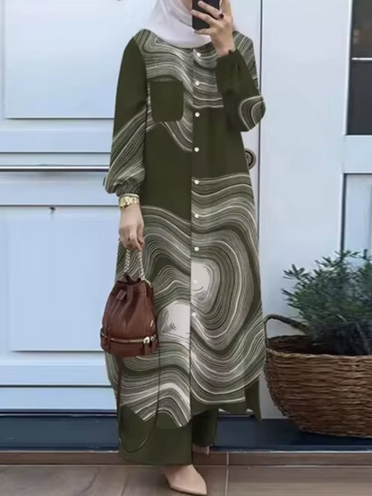 Conjunto Pantalón Vestido Femenino Elegante
