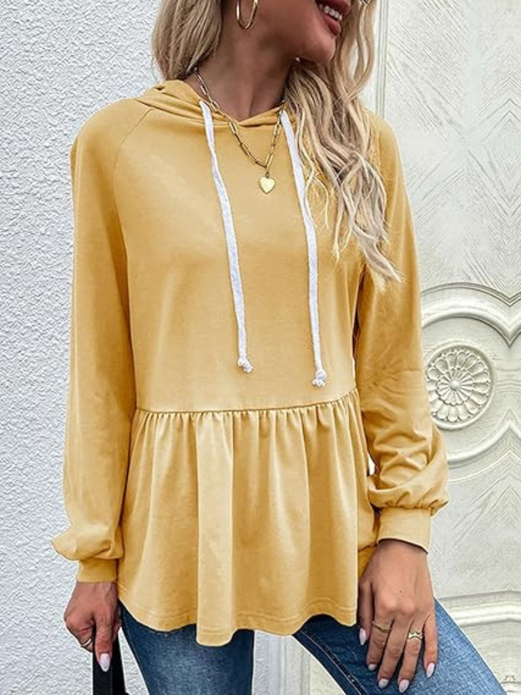 Sudadera Mujer Capucha y Volantes