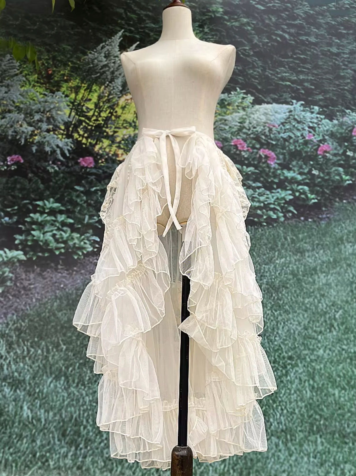 Falda de Encaje Cruzada con Volantes Elegante