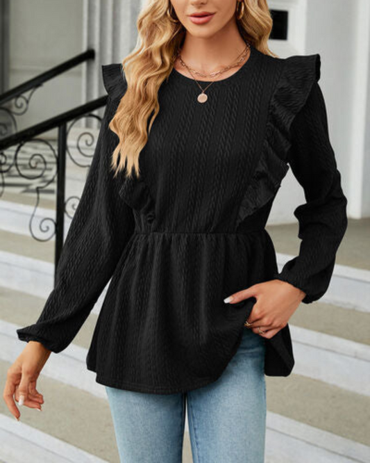 Blusa Mujer Elegante con Volantes Florales - Vestiria