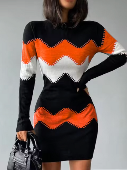 Vestido de punto cálido con mangas largas mujer