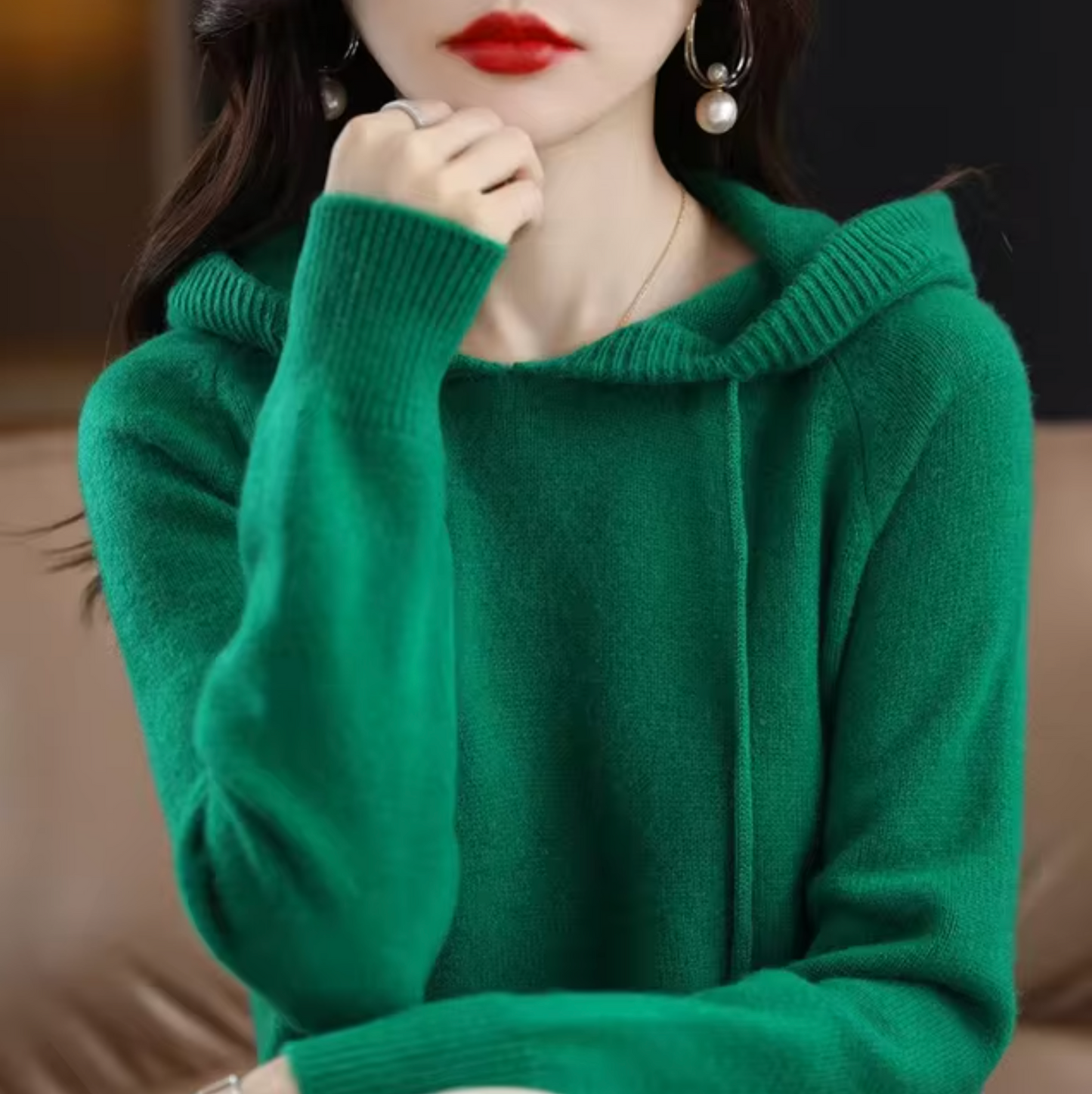 Sudadera Capucha Cálida de Punto