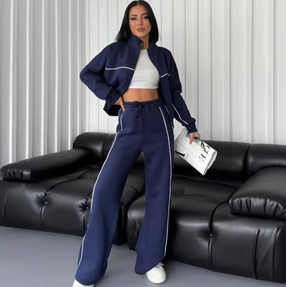Conjunto Mujer Punto Cuello Alto Abrigado