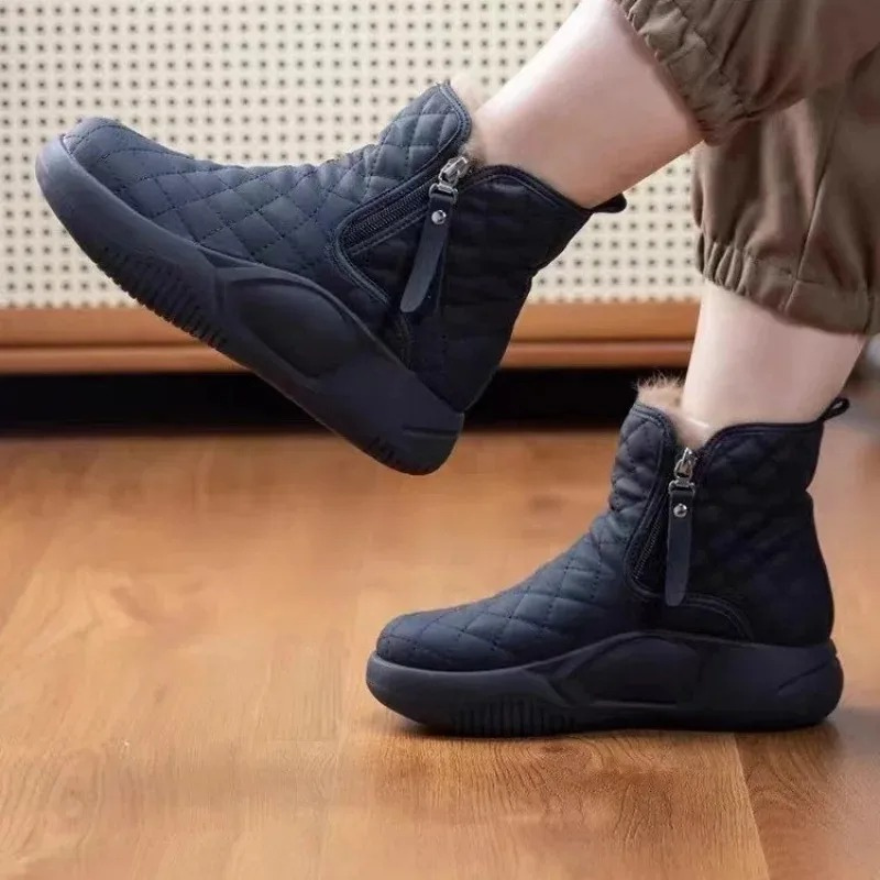 Botas de Invierno Cuadriculadas con Cremallera Mujer