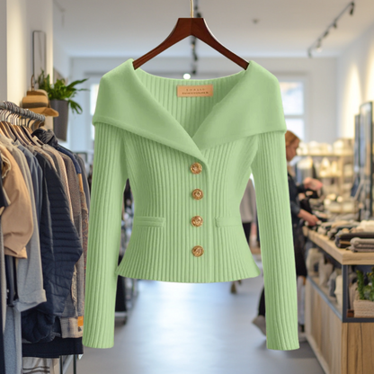 Jersey Mujer Canalé Elegante Botones