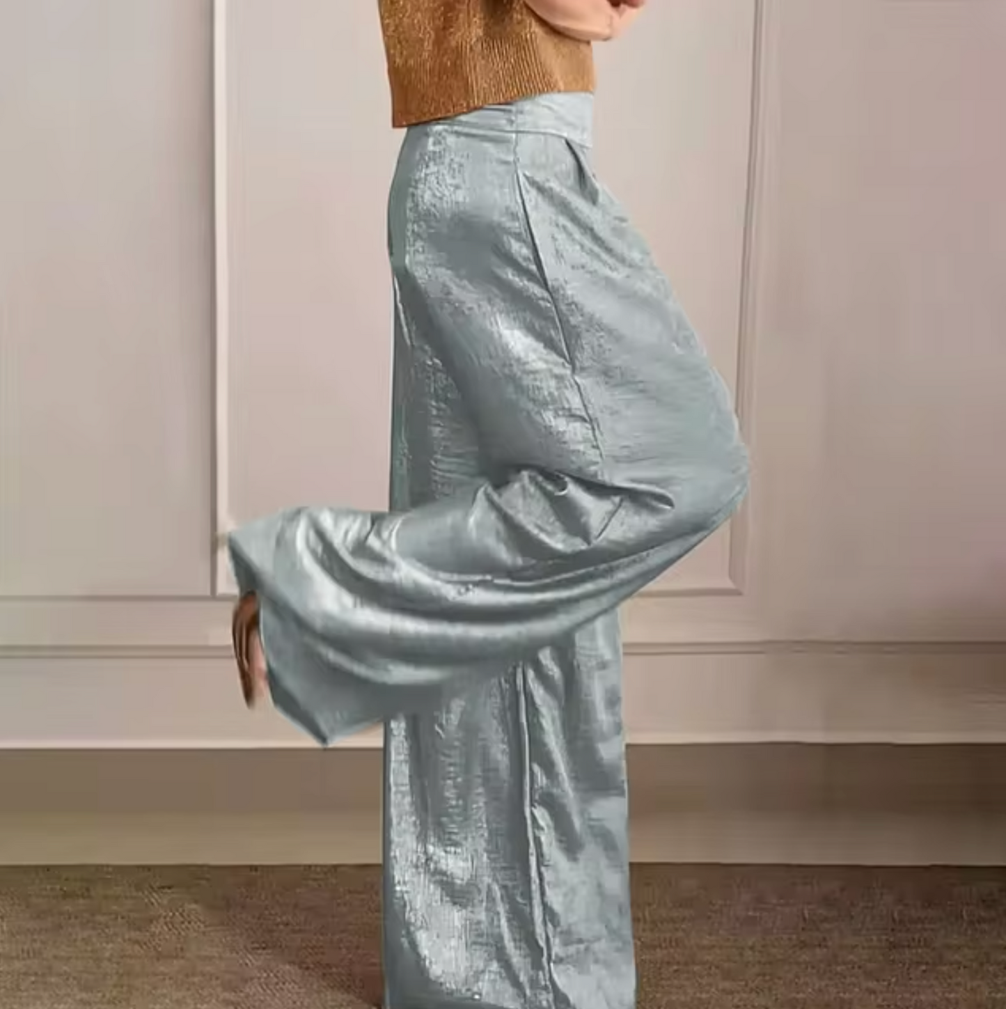 Pantalón Ancho Brillante Femenino