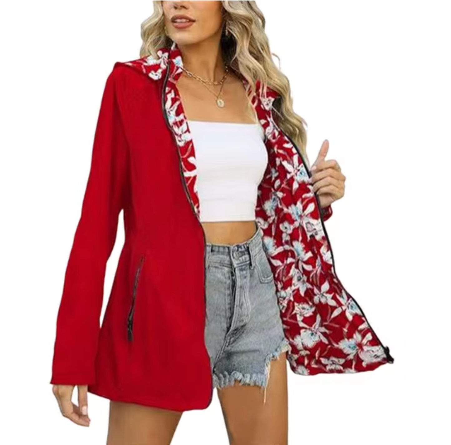 Chaqueta Reversible con Capucha y Estampado Diseño