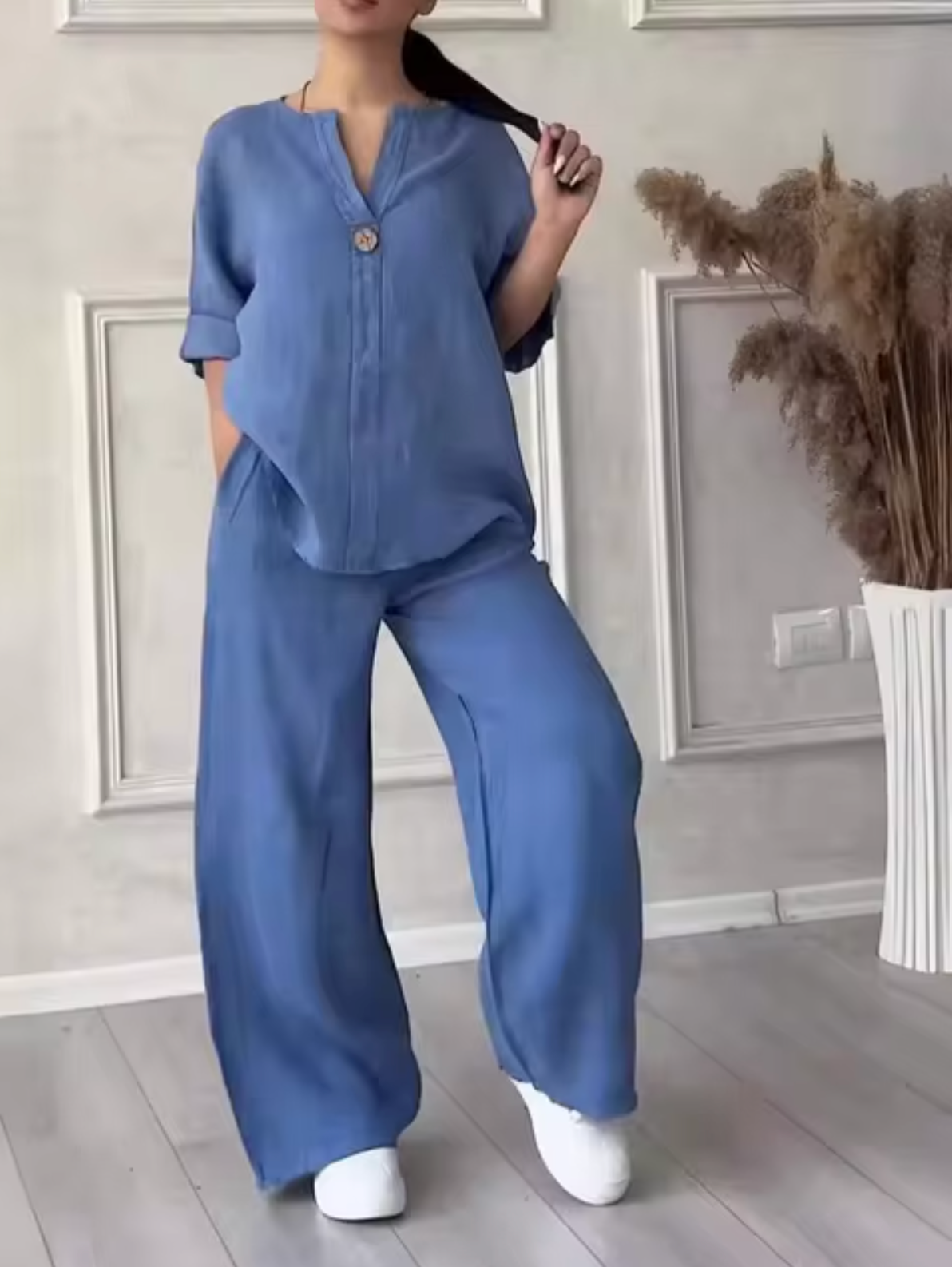 Traje Lino Algodón Elegante Mujer