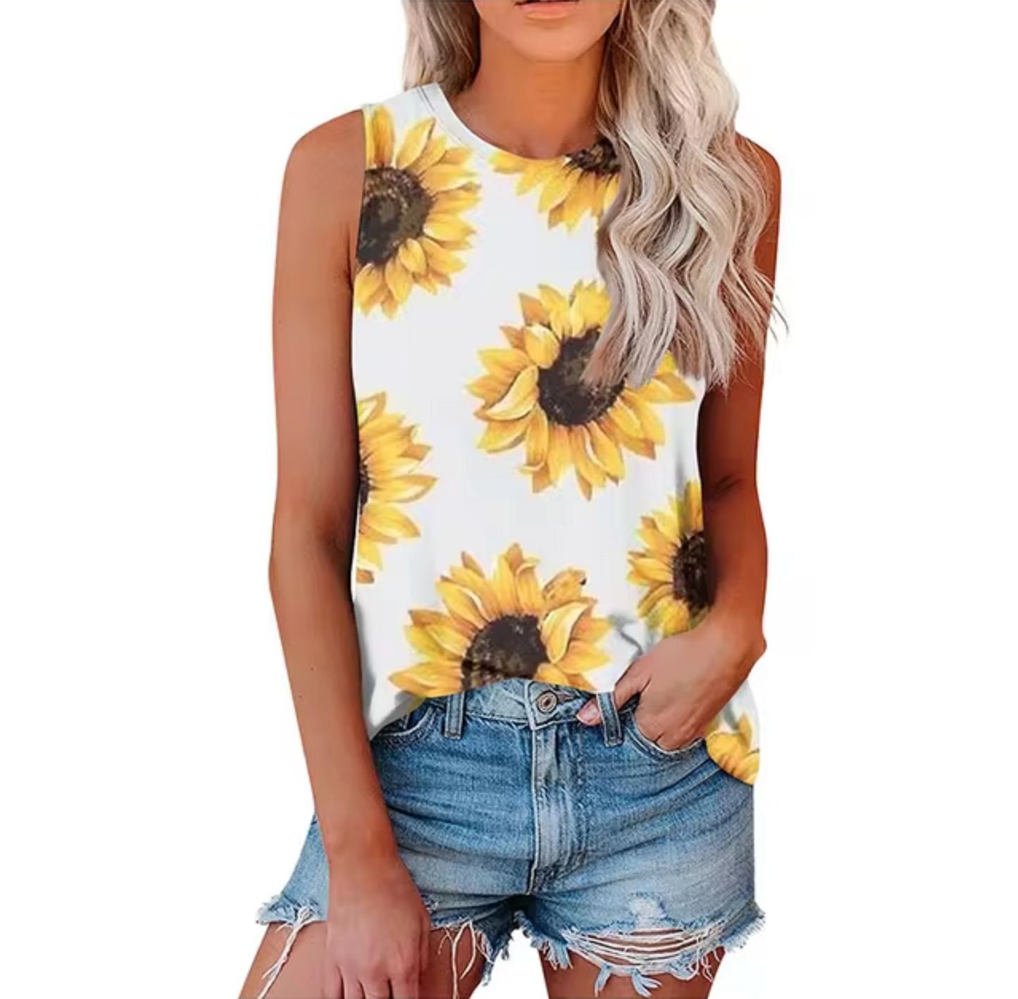 Camiseta Top Estampado Flor de Girasol Mujer - Vestiria