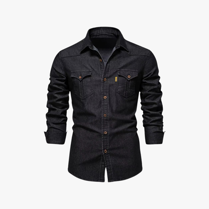 Camisa vaquera azul hombre manga larga casual - Vestiria
