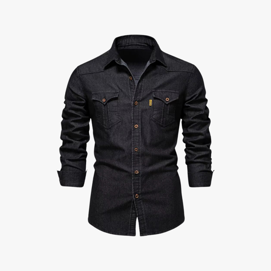 Camisa vaquera azul hombre manga larga casual - Vestiria