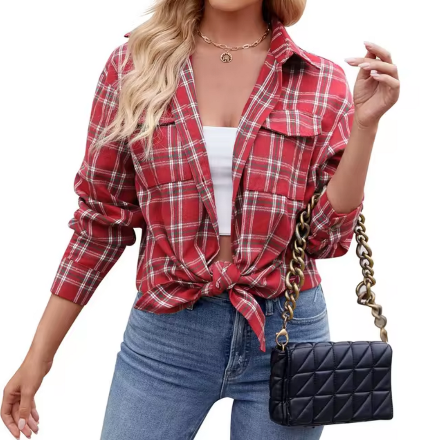 Camisa Cuadriculada Manga Larga Casual