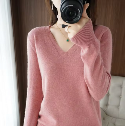 Sudadera de punto cuello en V cómoda
