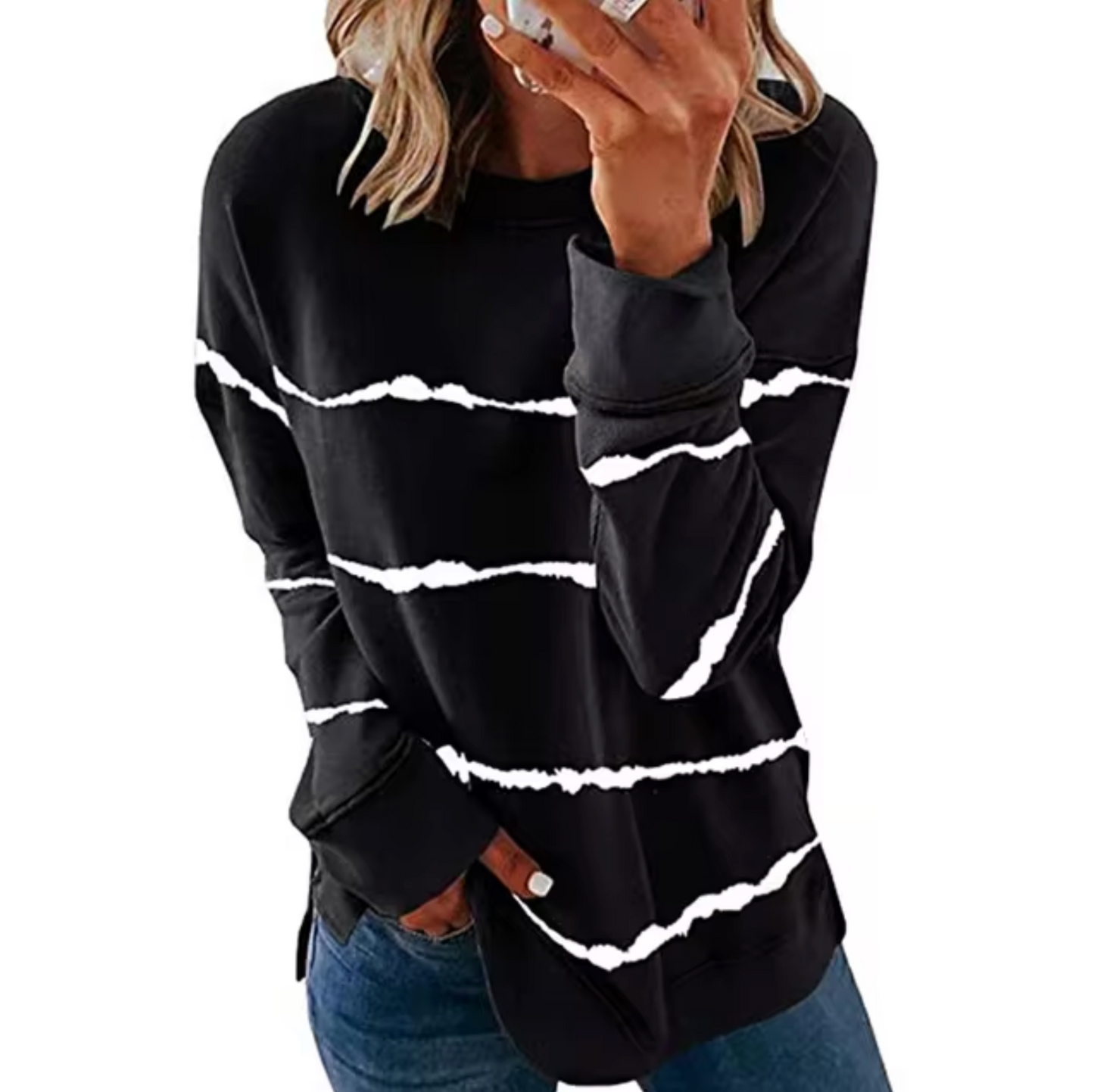 Camiseta de Algodón con Rayas Estilo Clásico