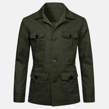 Chaqueta Hombre Clásica con Bolsillos y Cierre Botones