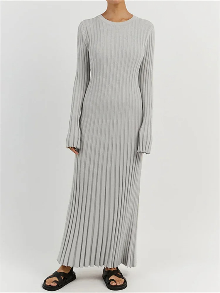 Vestido Largo Cuello Alto Elástico Mujer