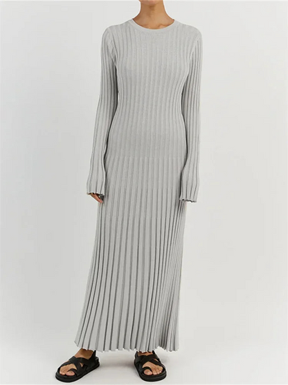 Vestido Largo Cuello Alto Elástico Mujer