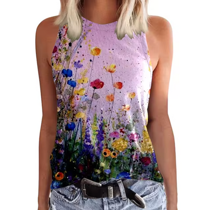 Top Floral Sin Mangas Mujer
