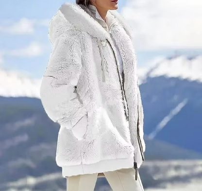 Chaqueta polar suave con capucha y forro de cachemir
