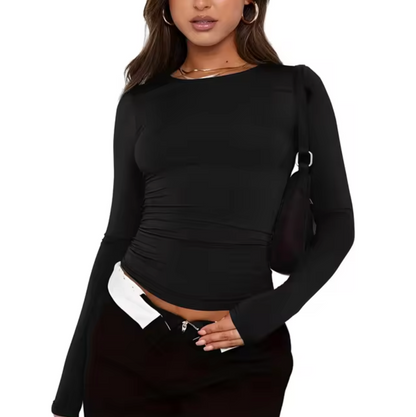 Camisa Mujer Manga Larga Cuello Redondo