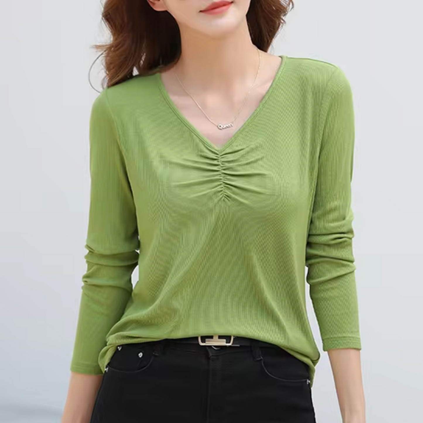 Jersey de punto cuello pico manga larga