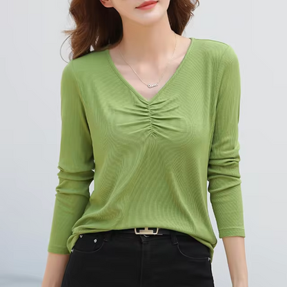 Jersey de punto cuello pico manga larga
