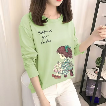 Camisa Algodón Estampado Verde Cuello Alto