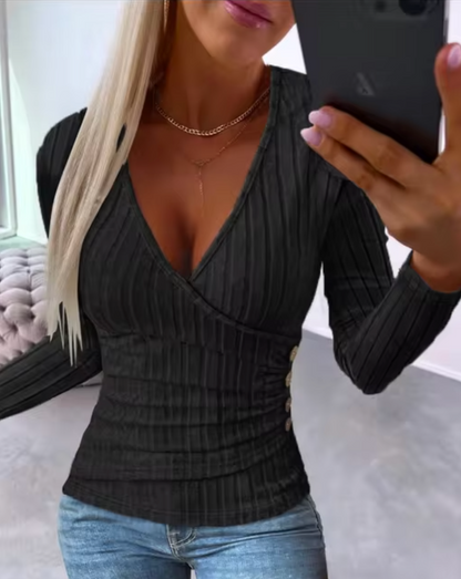 Jersey de Punto Fino Cuello Pico Ajustado