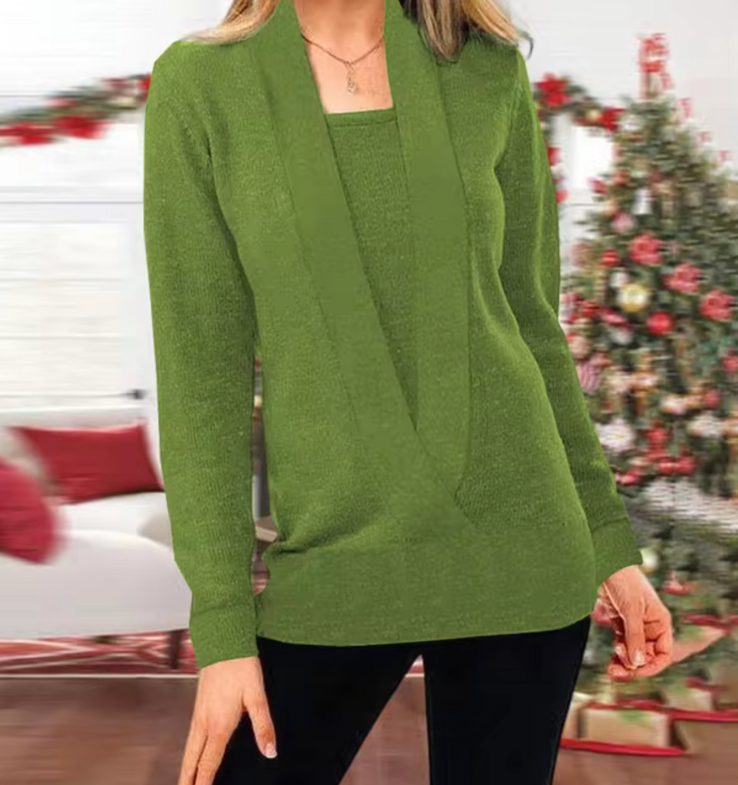 Jersey Punto Escote V profundo Mujer