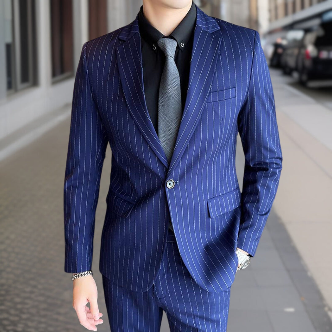 Traje de rayas clásico Conjunto 2 piezas elegante
