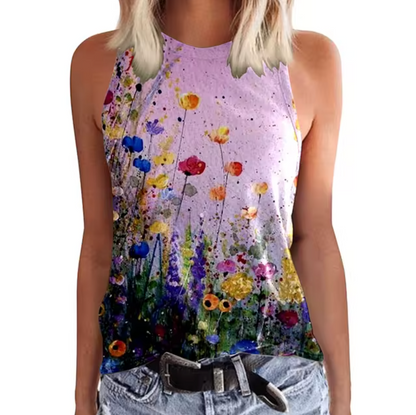 Top de Verano Florido sin Mangas