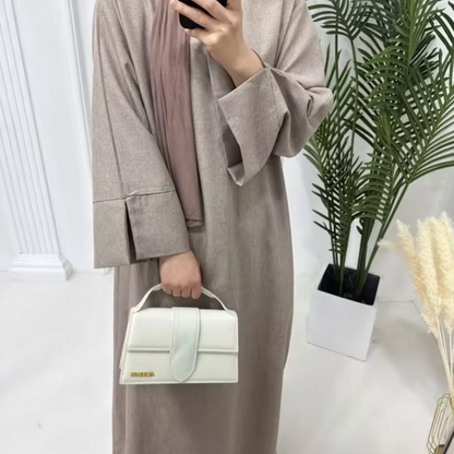 Vestido Abaya Lino Elegante Cerrado