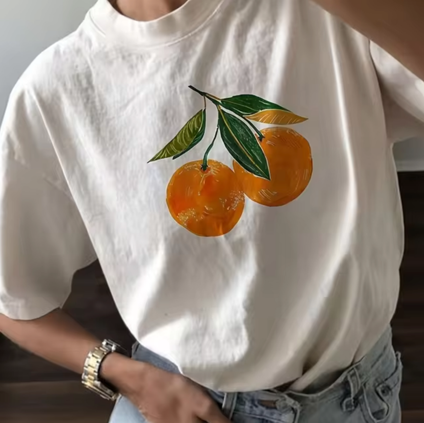 Camisa Algodón Cuello Redondo Femenina