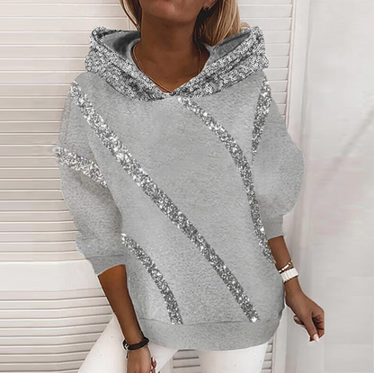 Sudadera con capucha y lentejuelas brillantes