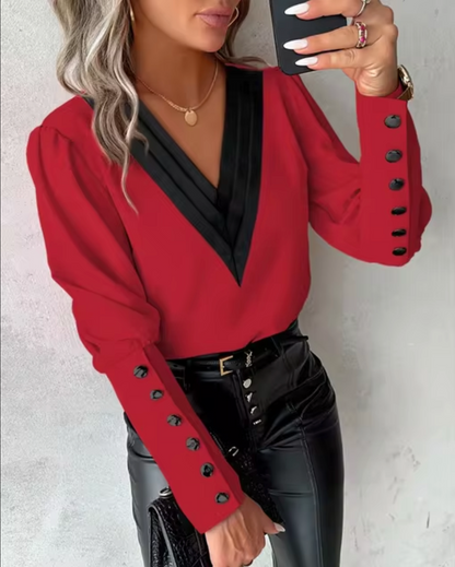 Blusa Mujer Chic Escote Pico