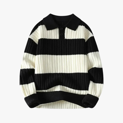 Polo de punto rayado ajustado hombre