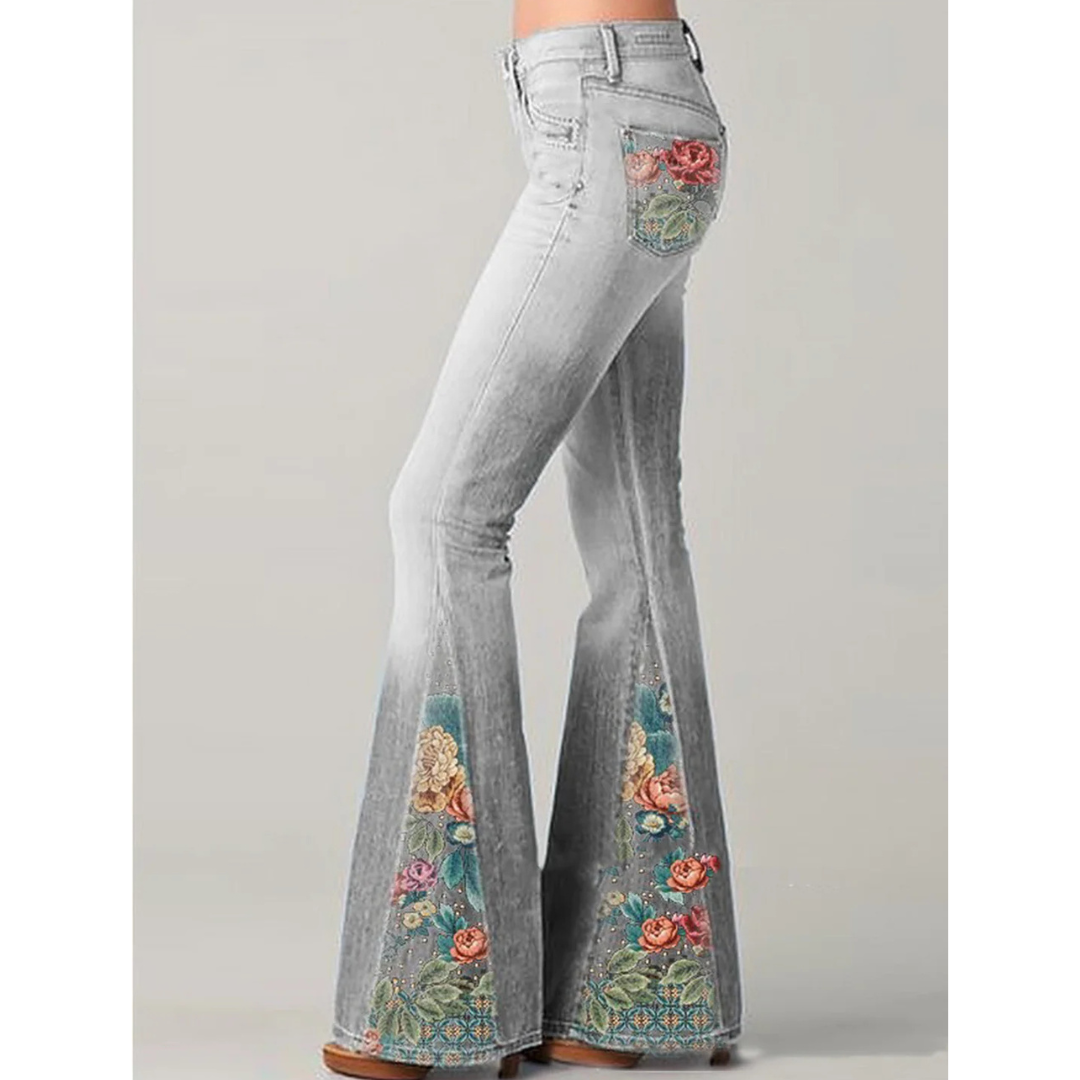 Vaqueros Mujer Estilo Retro Floral