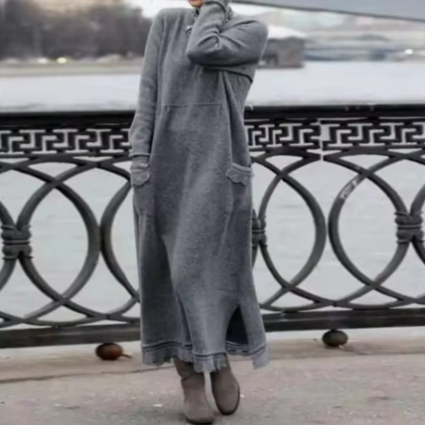 Vestido Sudadera Terciopelo Cálido Mujer