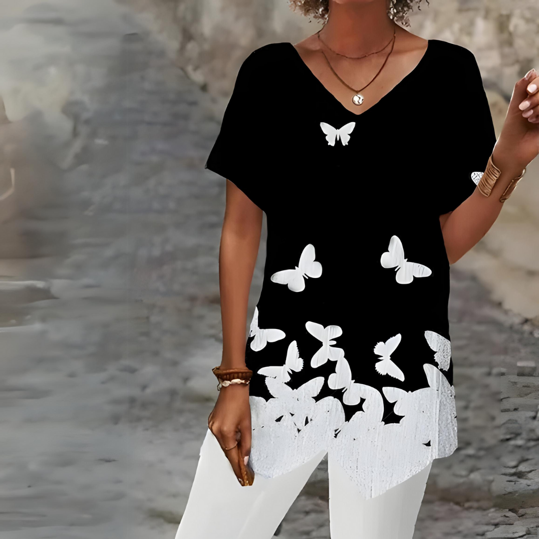 Camiseta Mujer Cuello V Elegante - Vestiria