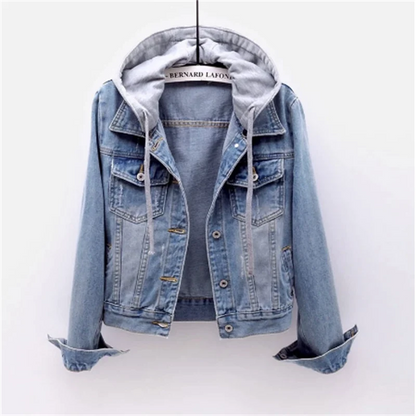 Chaqueta denim con capucha mujer moda
