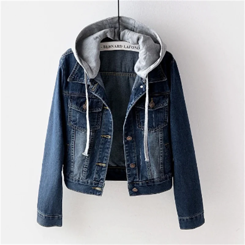 Chaqueta denim con capucha mujer moda