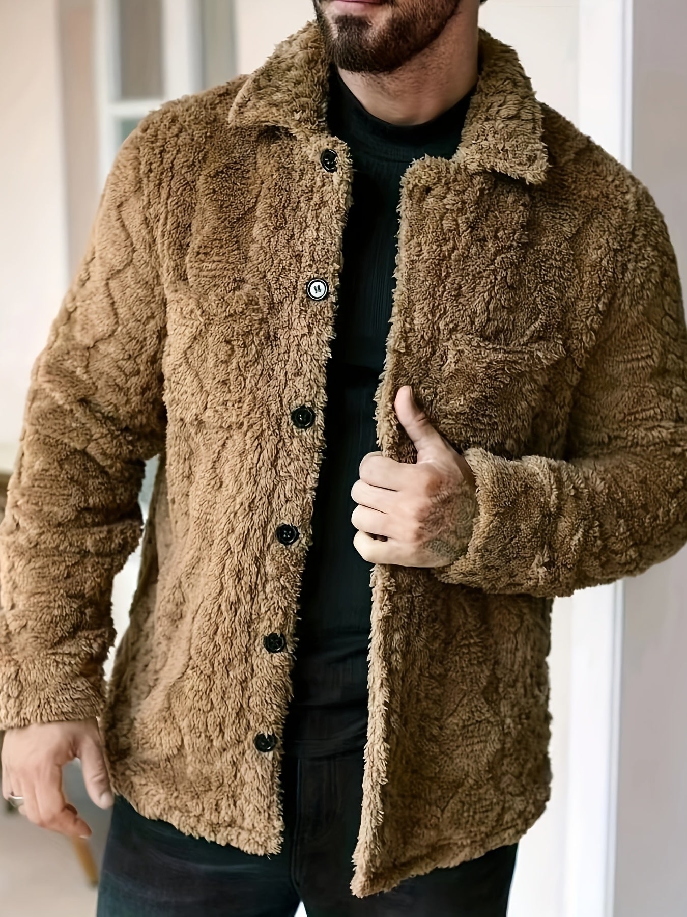 Chaqueta casual forro suave cuello alto
