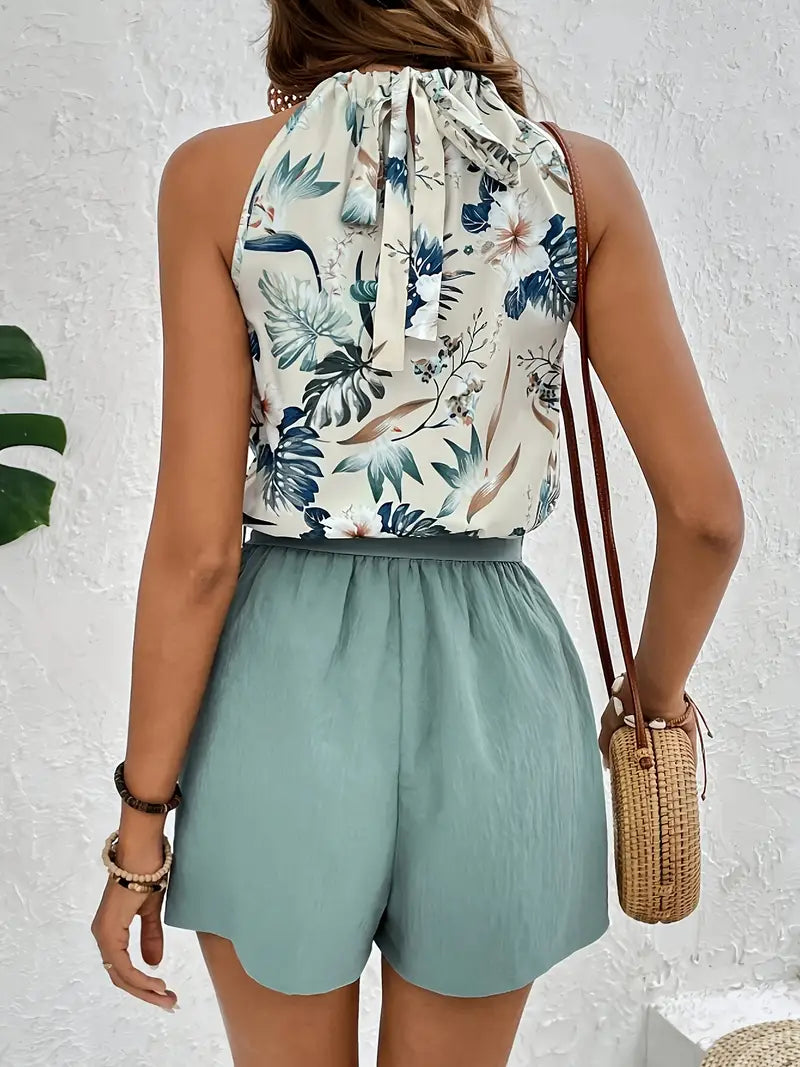 Conjunto dos piezas estampado floral fresco - Vestiria