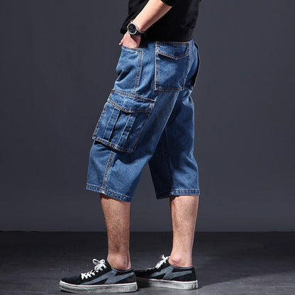 Pantalones cortos cargo hombre denim con bolsillos