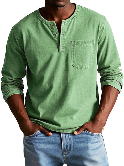 Camiseta Hombre Manga Larga Bolsillo Pecho