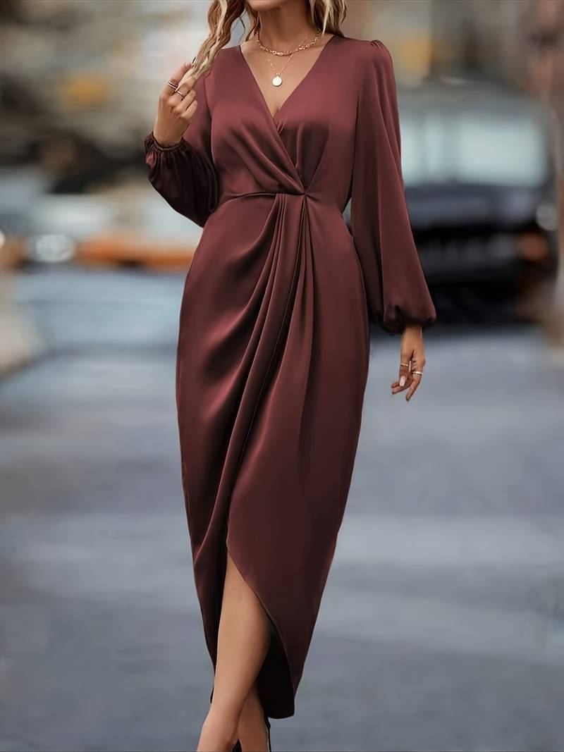 Vestido Elegante Manga Larga Estilo Clásico