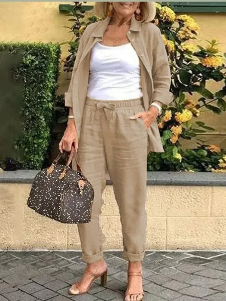 Pantalón corto y top de lino fresco para mujer