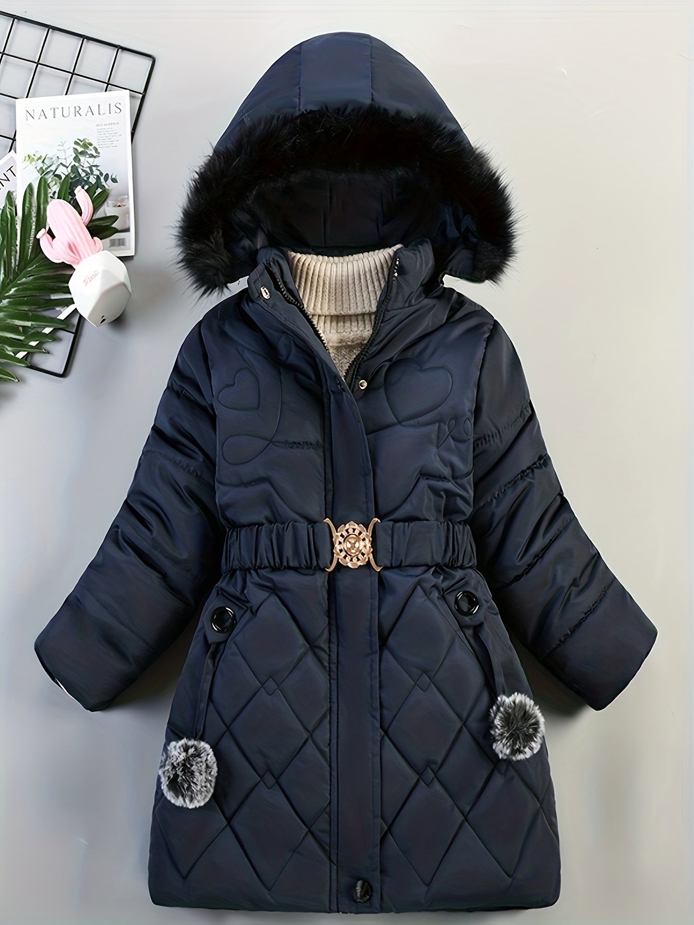 Abrigo Invierno Niña Capucha Cálido