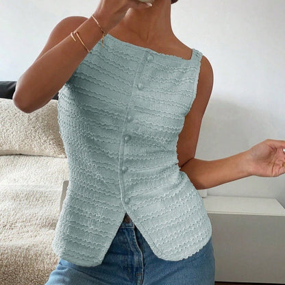 Top Mujer Sin Mangas Cuerpo Entallado Texturizado